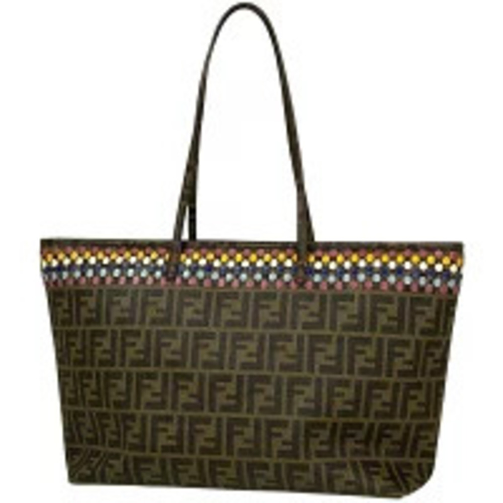 Fendi Zucca tote bag shoulder polka dot canvas brown